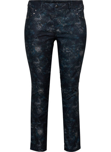 Gedessineerde Emily jeans met klinknagels, Black AOP, Packshot image number 0