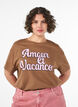 100% katoenen T-shirt met korte mouwen en print, Bruin, Model image number 0