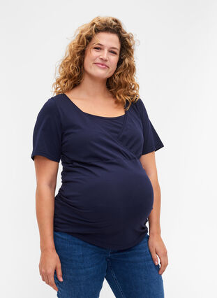 Zwangerschapst-shirt met korte mouwen in katoen, Night Sky, Model image number 0