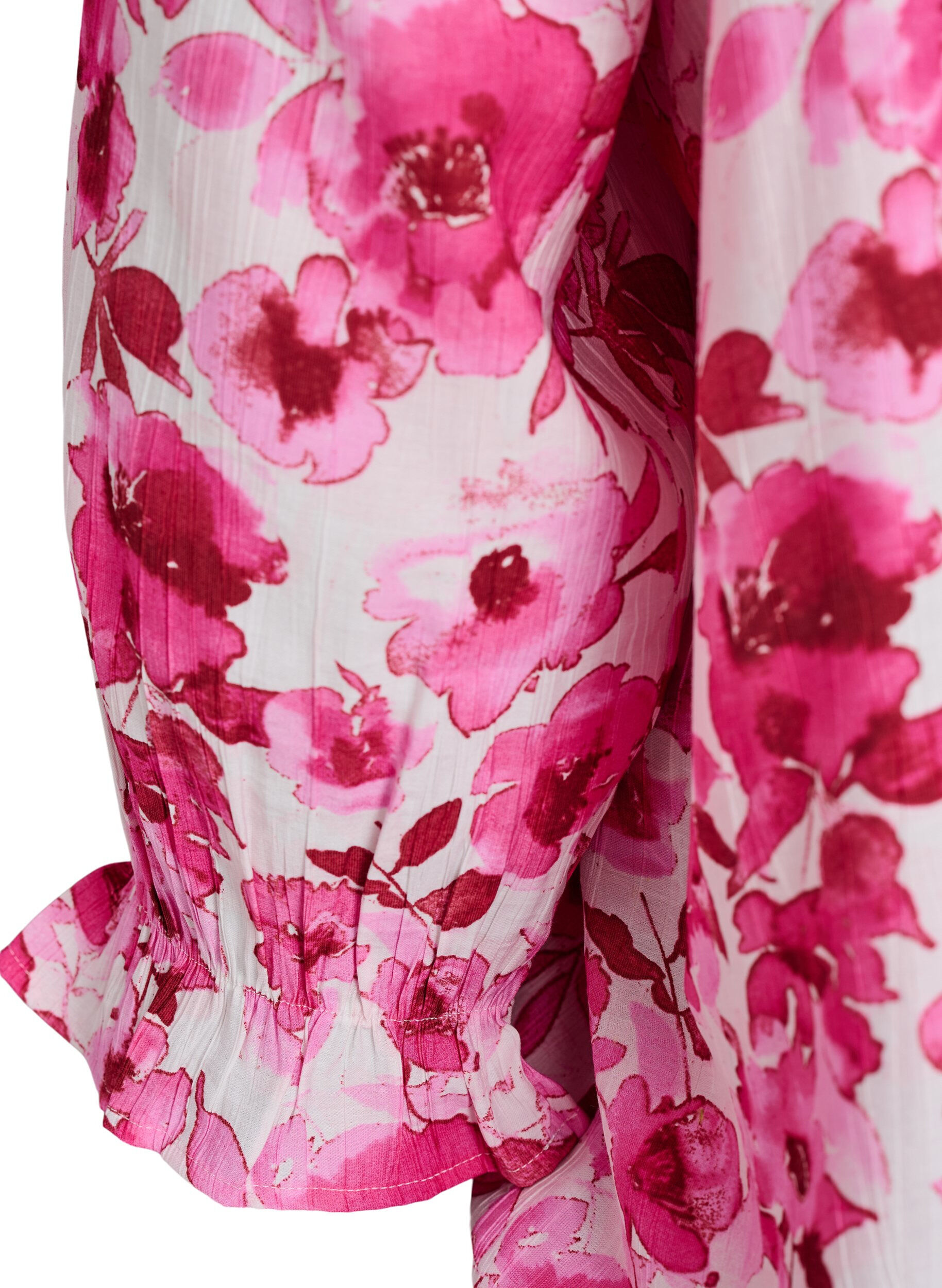 Zizzi Viscose blouse met een vierkante hals en 3/4-mouwen, Roze, Packshot image number 3