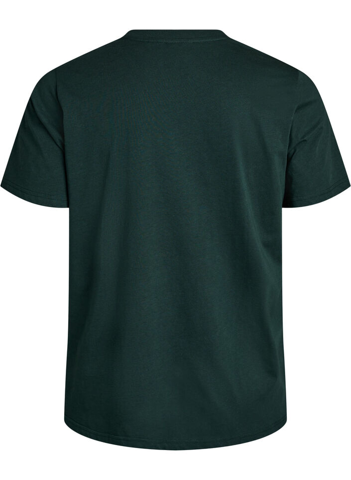 Basic katoenen T-shirt met ronde hals, Groen, Packshot image number 1