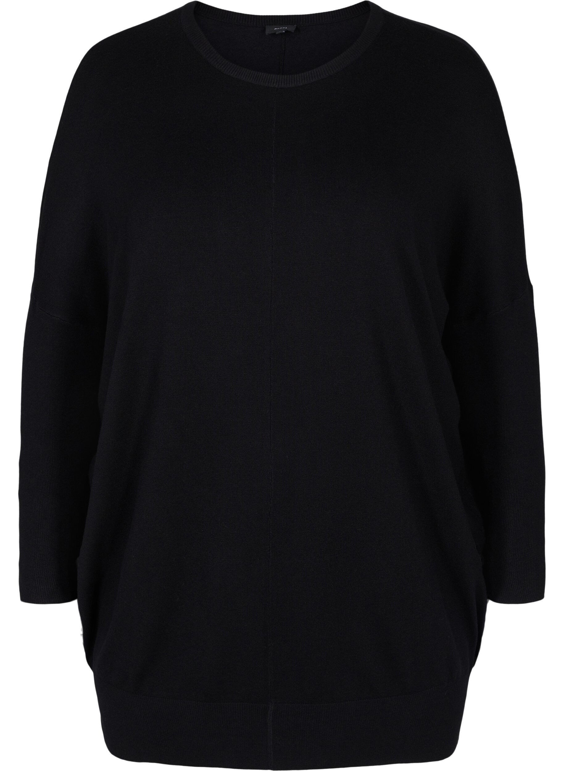 Zizzi Gebreide tuniek in viscosemix, Black, Packshot image number 0