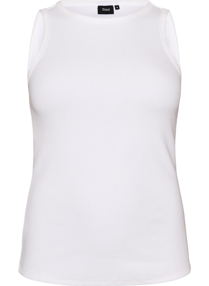 Katoenen ribtop met hoge hals, Wit, Packshot image number 0