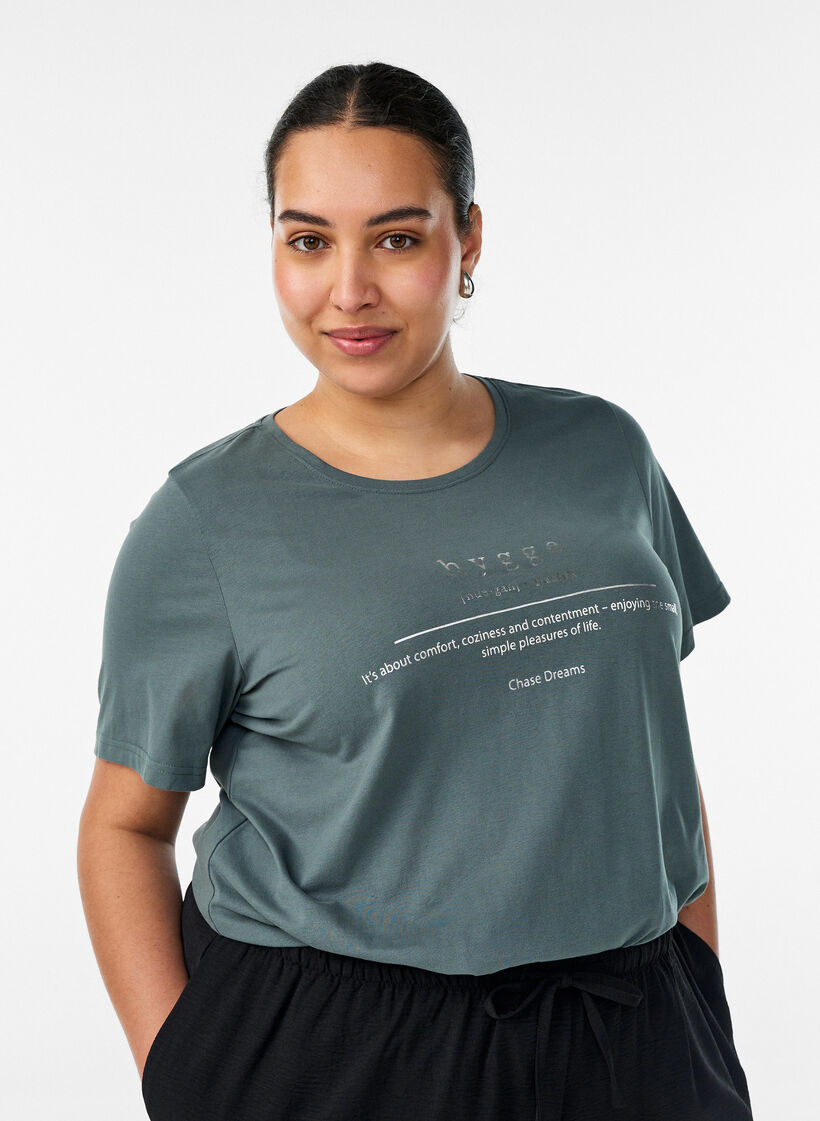 T-shirt met motief, Groen, Model image number 0