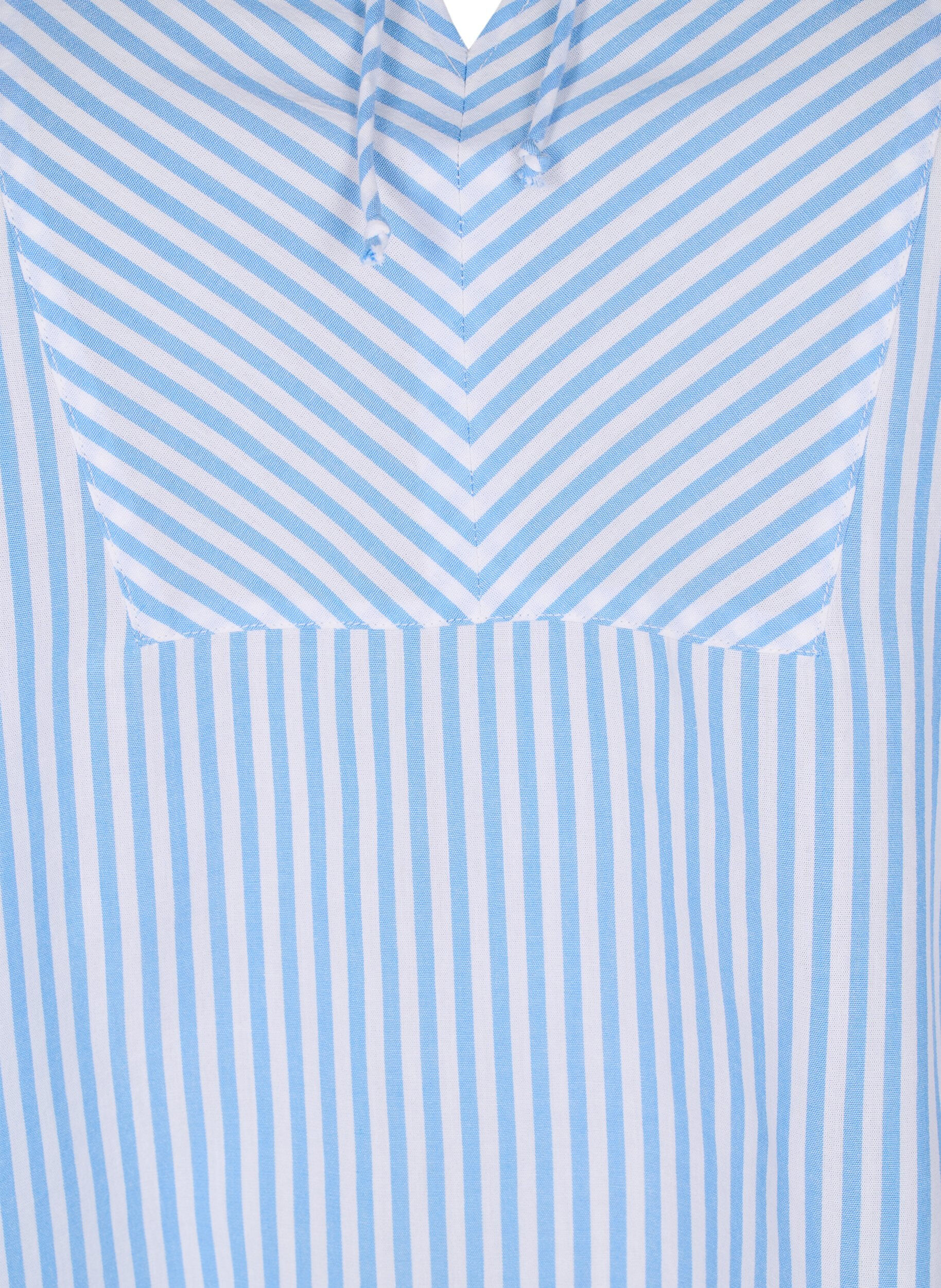 Zizzi Gestreepte blouse met strikdetail, Blauw, Packshot image number 2