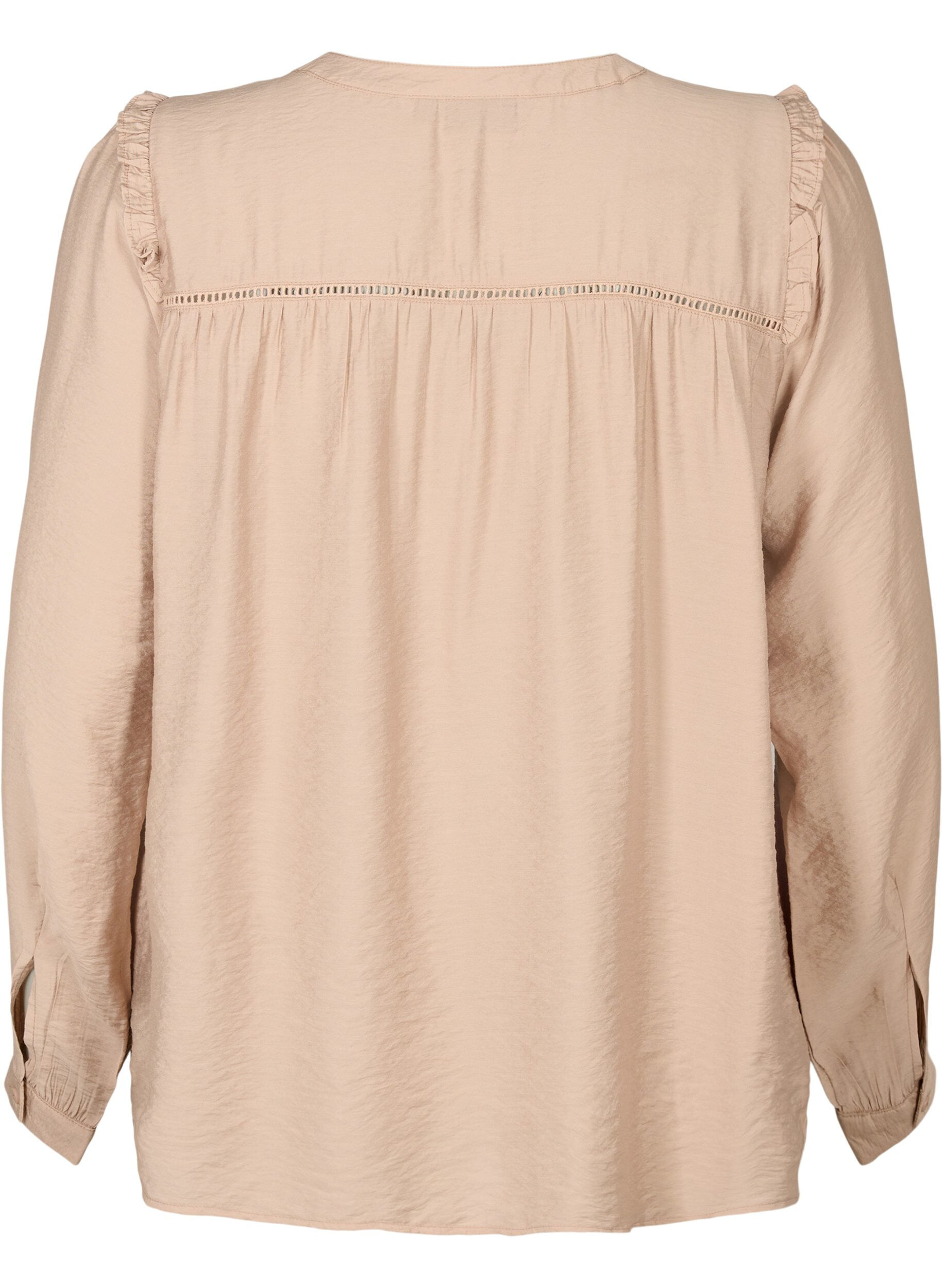 Zizzi Overhemdblouse met ruches en plooien, Stucco, Packshot image number 1