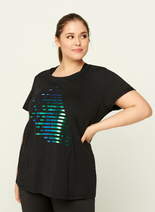 T-shirt met print, Black Blue Oil, Model image number 0