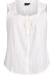 Mouwloze blouse met broderie anglaise en ruches, Vanille, Packshot image number 0