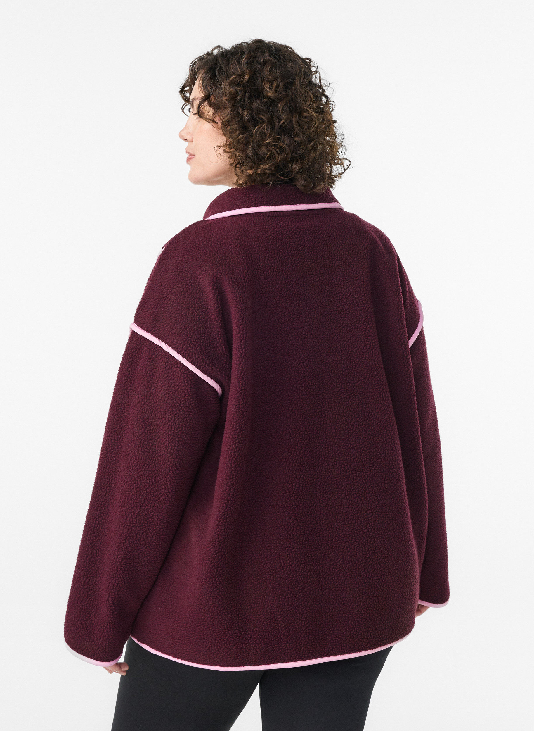 Zizzi Teddy-jack met contrastdetails, Rood, Model image number 2