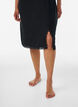 Viscose nachthemd met kant en splitten, Zwart, Model image number 2