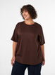 T-shirt met strass-steentjes en ronde hals, Bruin, Model image number 0