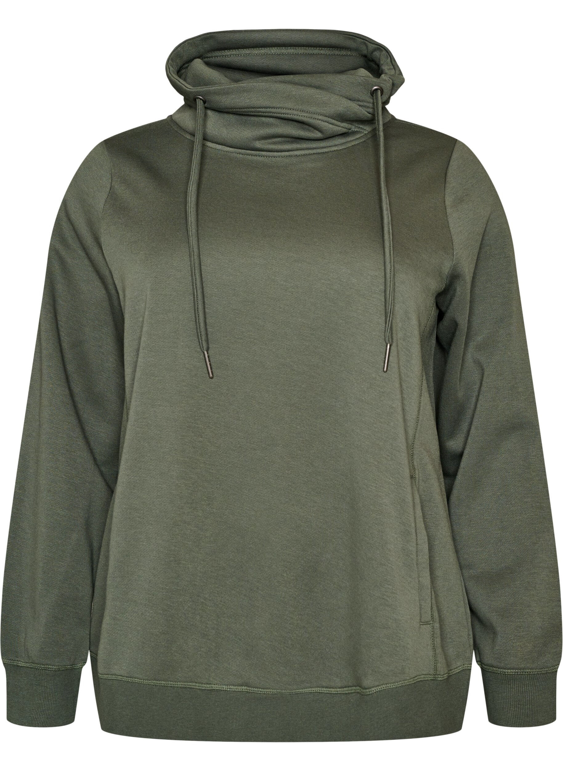 ZizziSweatshirt met hoge kraag en zakken, Groen, Packshot image number 0