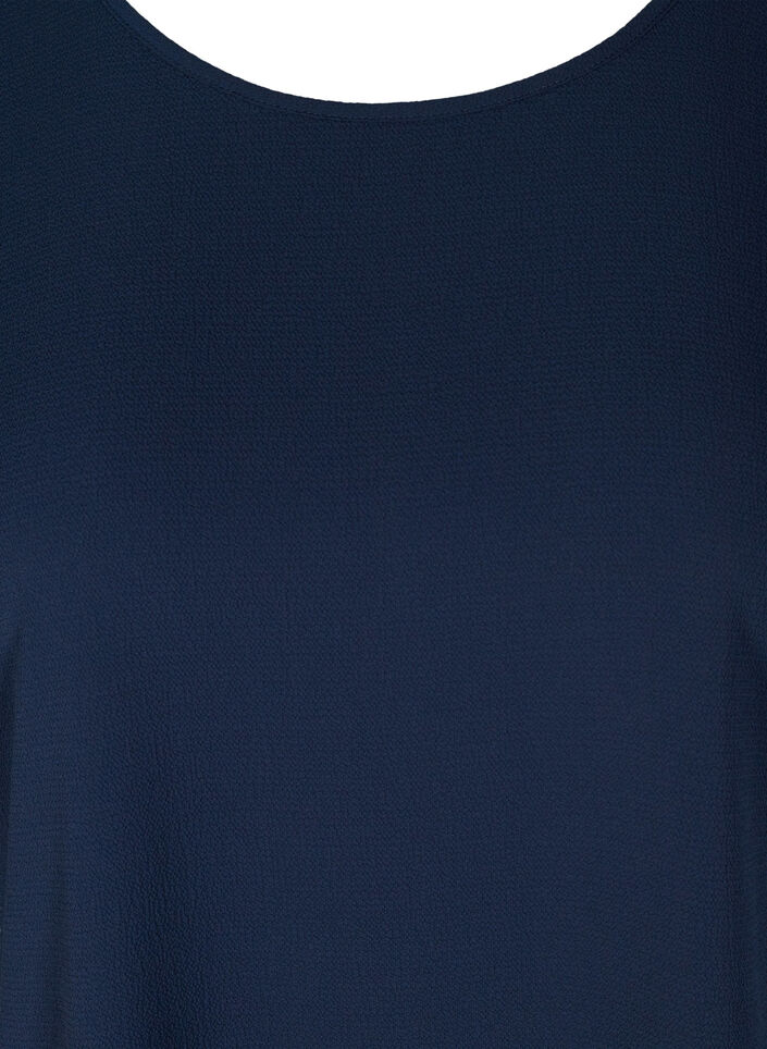 Blouse met korte mouwen en een ronde halslijn, Blauw, Packshot image number 2