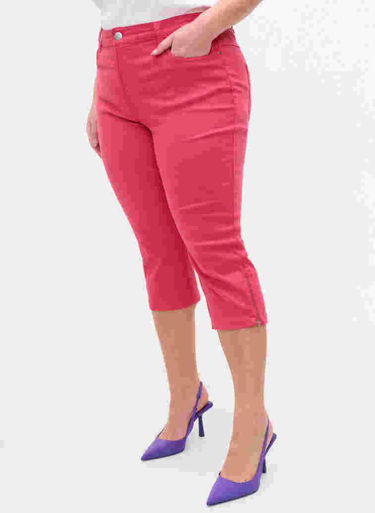 Nauwsluitende 3/4 broek met rits, Pink, Model image number 1