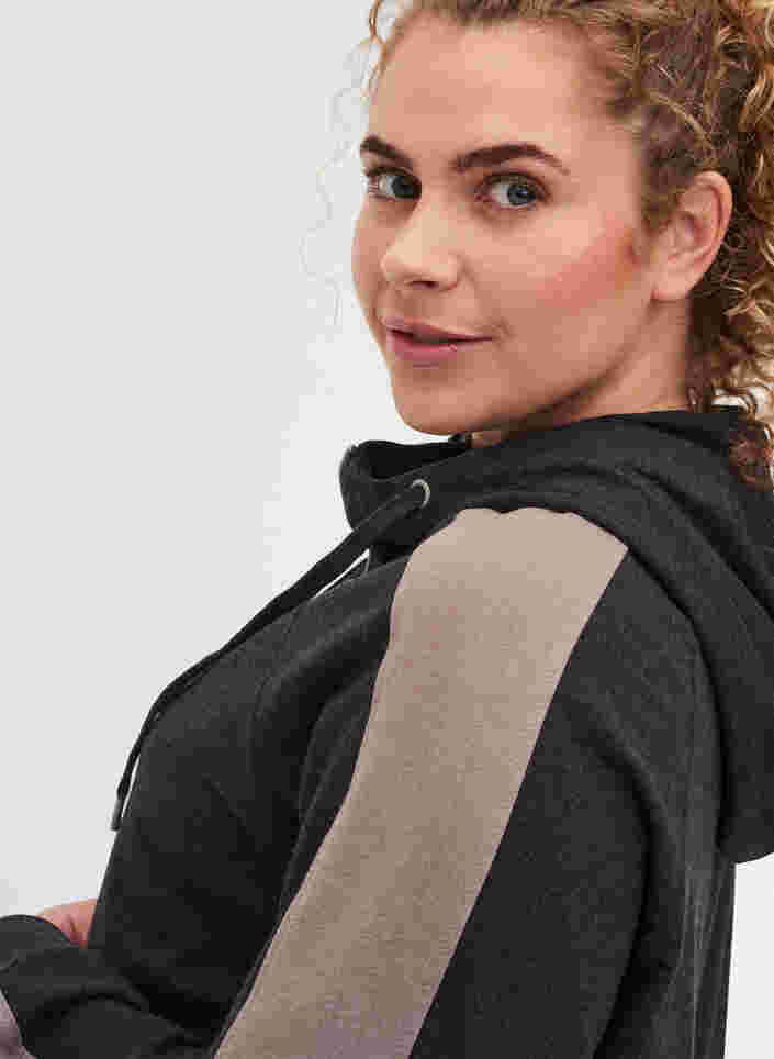 Sweatshirt met rits en capuchon, Black, Model image number 2