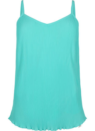 Geplooid mouwloos topje, Turquoise, Packshot image number 0