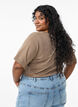 Basic t-shirt met korte mouwen en V-hals, Bruin, Model image number 2