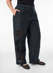 Katoenen broek met geborduurde uitsnijdingen, Zwart, Model image number 2