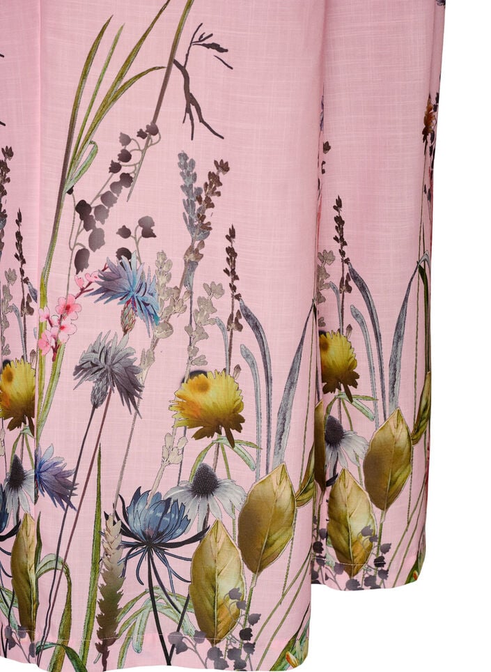 Broek met bloemenprint en wijde pijpen, Roze, Packshot