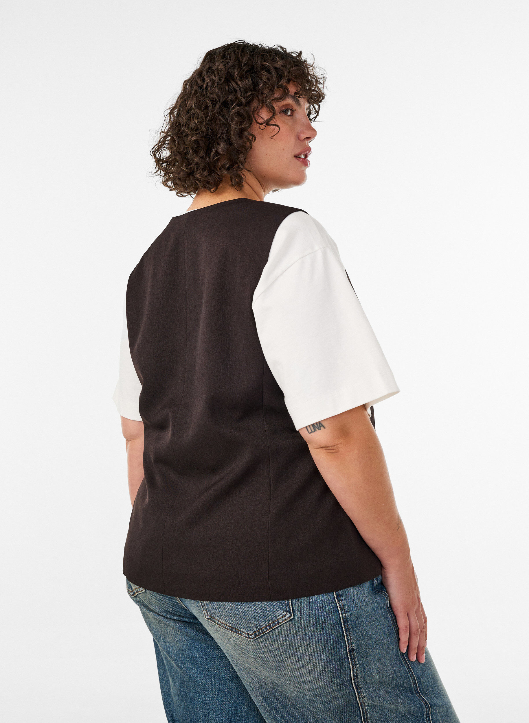 ZizziWaistcoat with button closure, Brown, Model image number 2