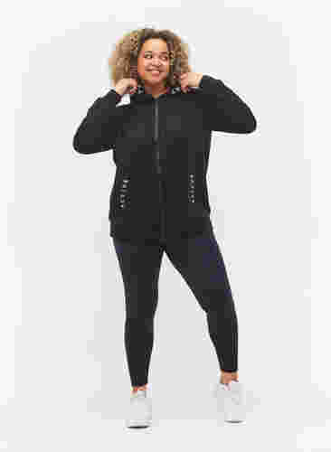 Workout hoodie jack met ritssluiting, Black, Model image number 2