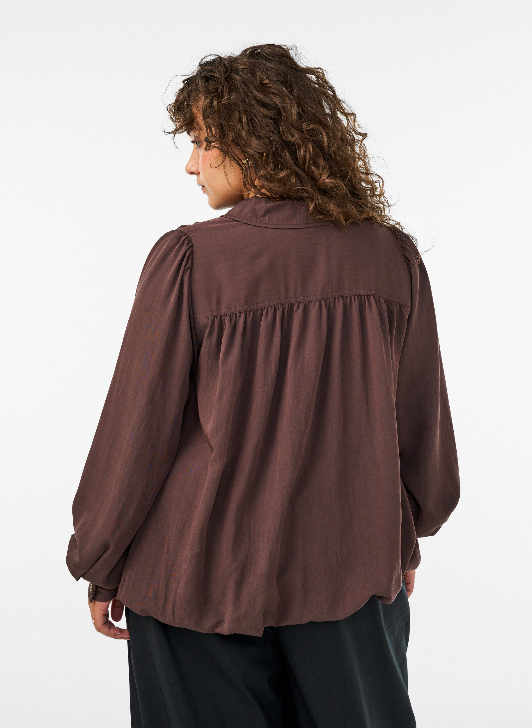 ZizziShirt met ballonvorm en onzichtbare ritssluiting, Bruin, Model image number 2