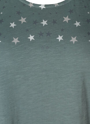 Katoenen t-shirt met korte mouwen en sterretjes, Balsam Green STARS, Packshot image number 2