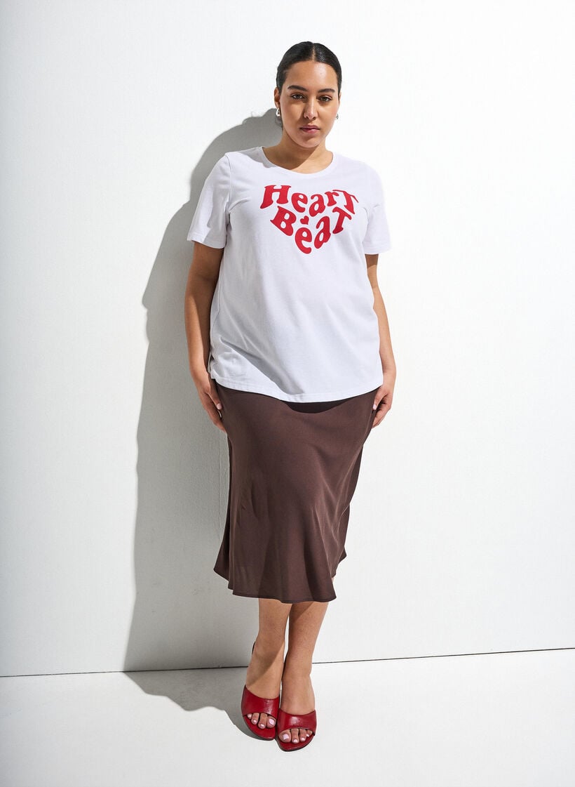 Viscose rok met een elastische taille, Bruin, Image image number 0