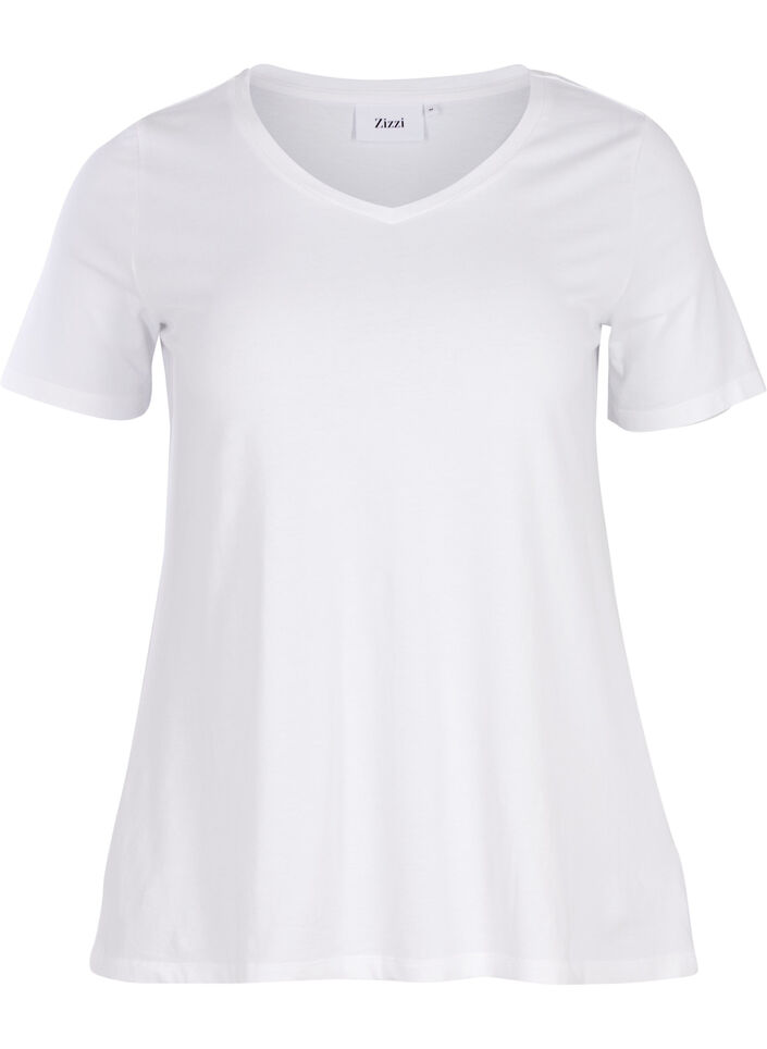 Basic t-shirt in effen kleur met katoen, Wit, Packshot image number 0