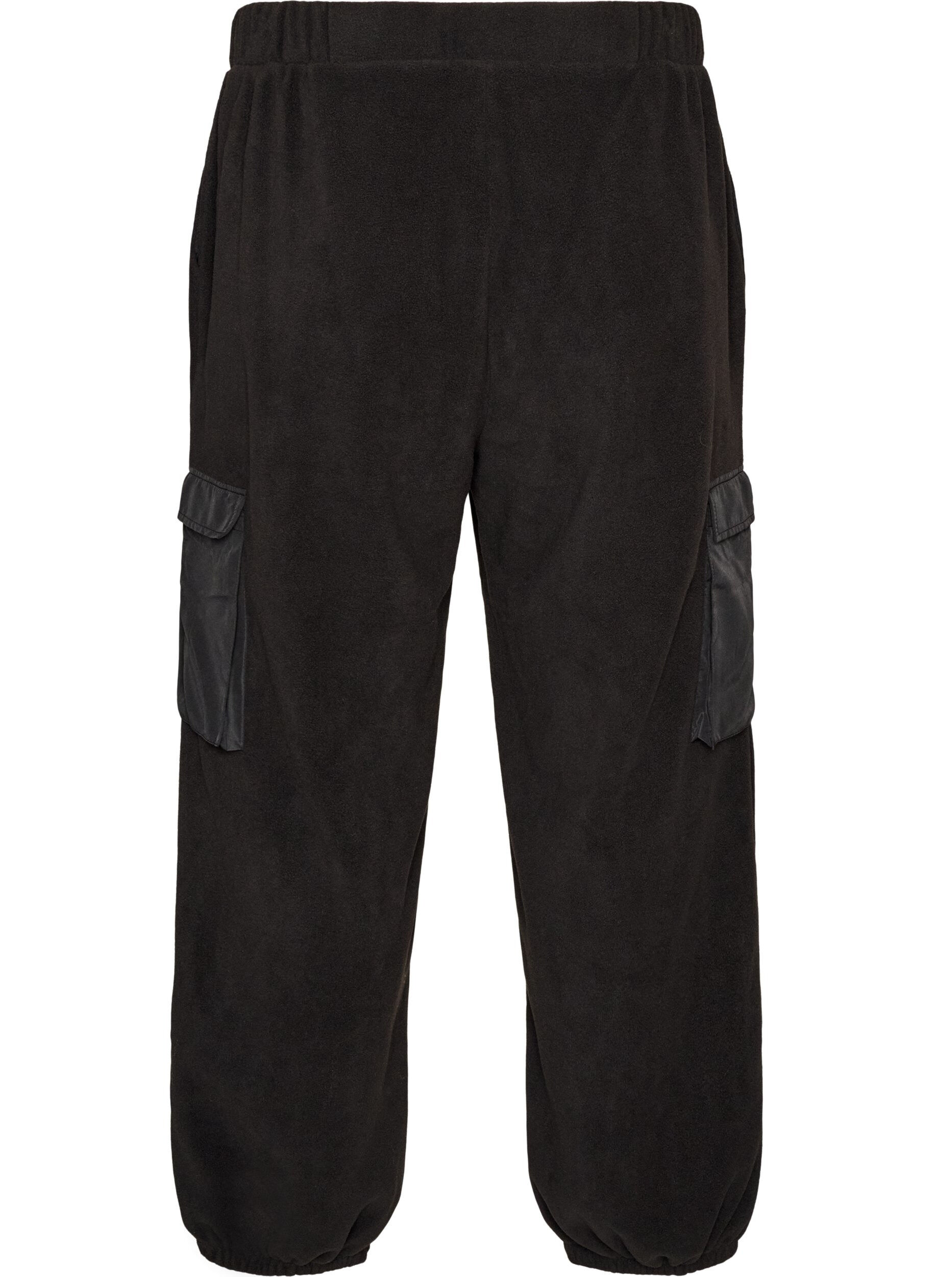ZizziFleece joggingbroek met cargozakken, Zwart, Packshot image number 1