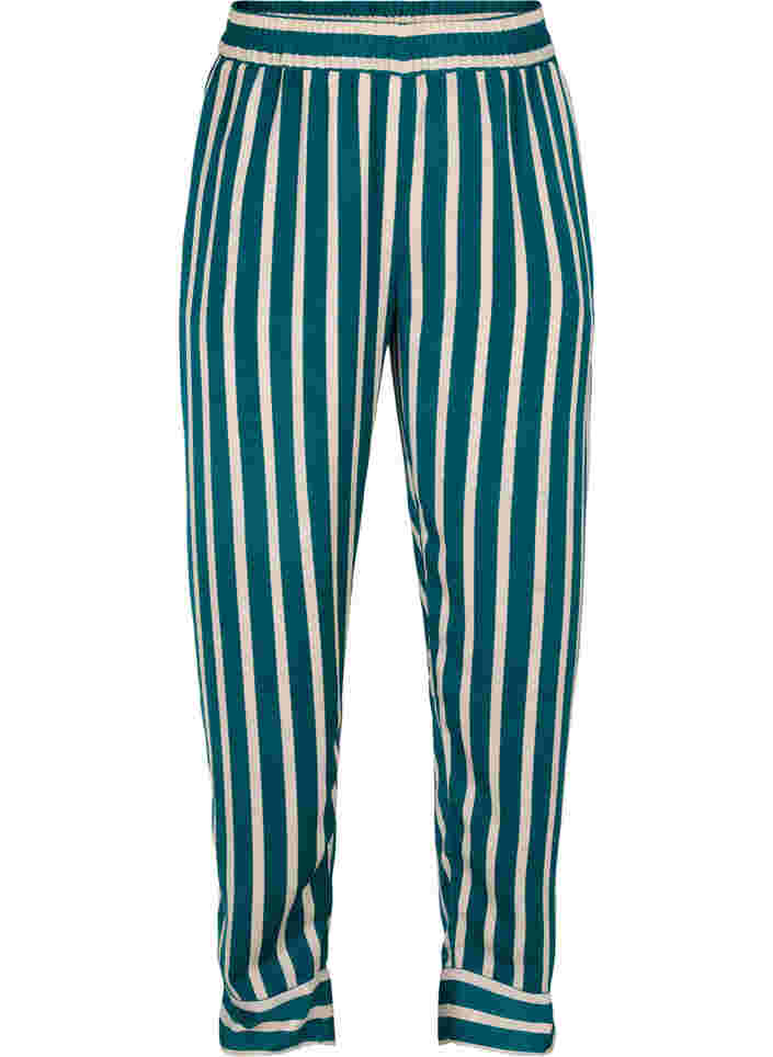 Loszittende broek met strepen, Green Stripe, Packshot image number 0