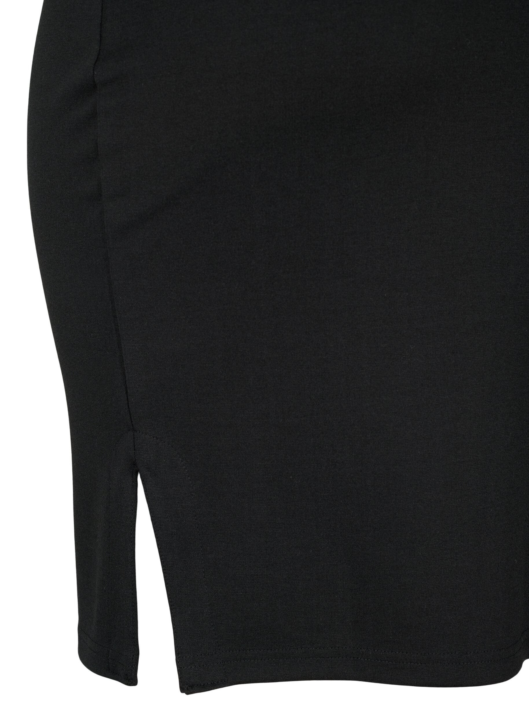 Zizzi Nauwsluitende rok van viscose met split, Black, Packshot image number 3