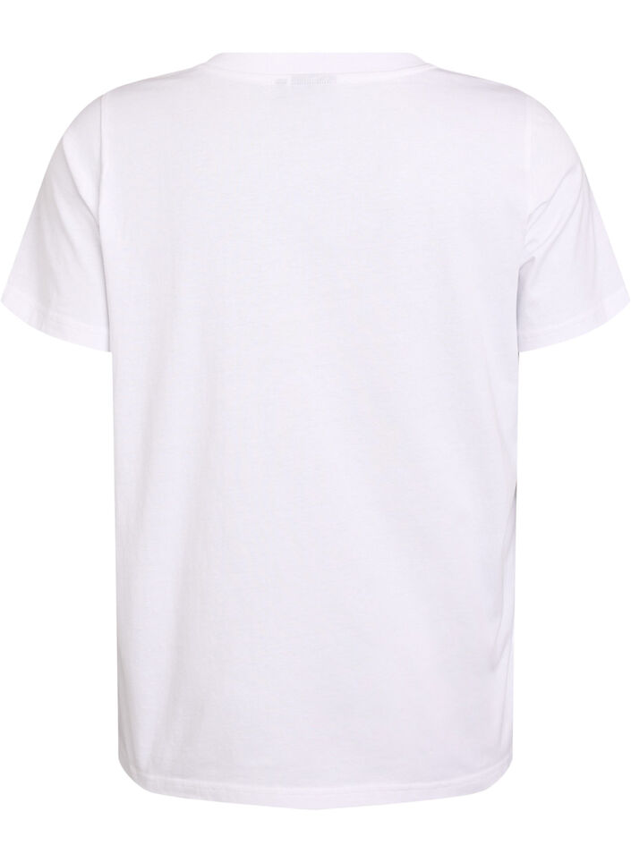 Basis T-shirt van katoen met een V-hals, Wit, Packshot image number 1