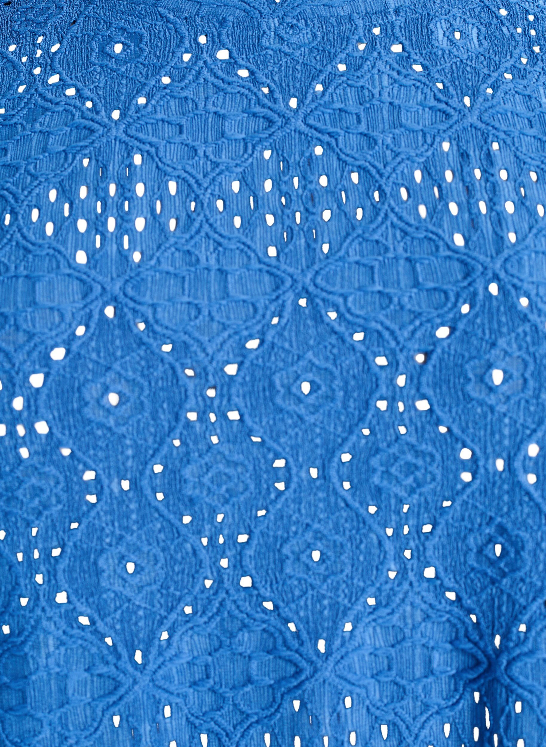 Zizzi Blouse met lange mouwen en opengewerkte borduursels, Blauw, Packshot image number 2