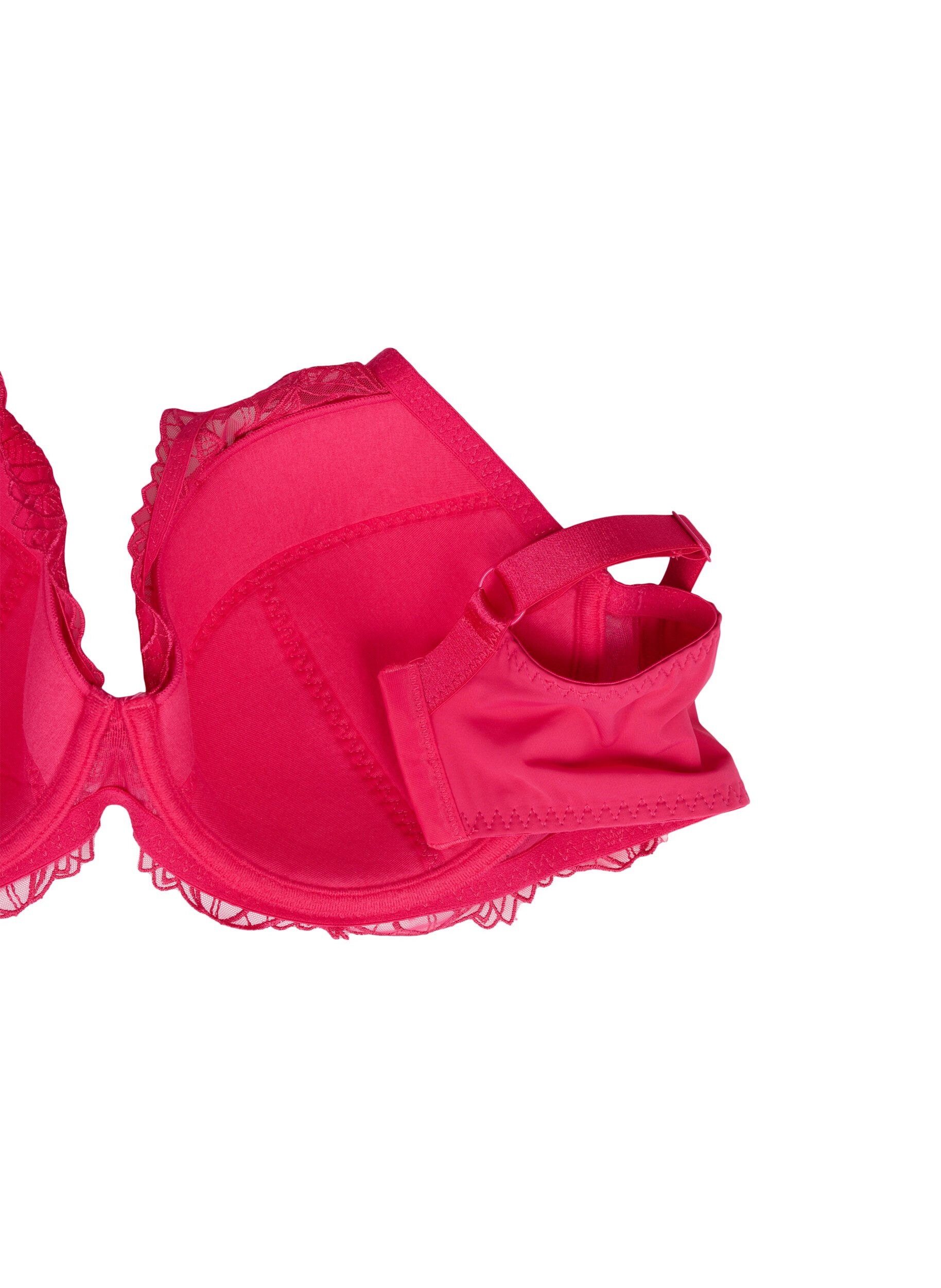 Zizzi Gevoerde kanten beha met beugel, Roze, Packshot image number 3