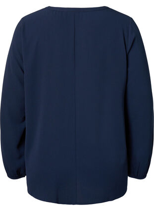 Effen blouse met v-hals, Navy Blazer, Packshot image number 1