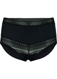 Hoog uitgesneden slipje met kanten details, Black
