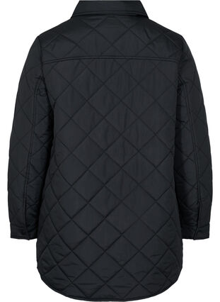 Kort gewatteerd jasje met kraag, Black, Packshot image number 1