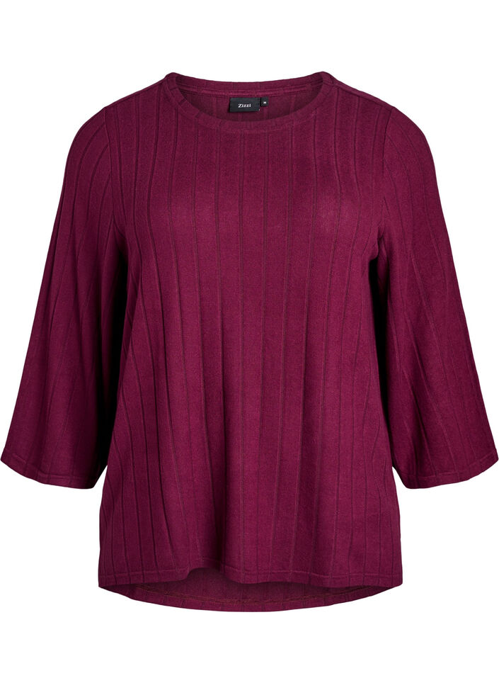 Losse blouse met 3/4 mouwen, Donker Bordeaux, Packshot image number 0