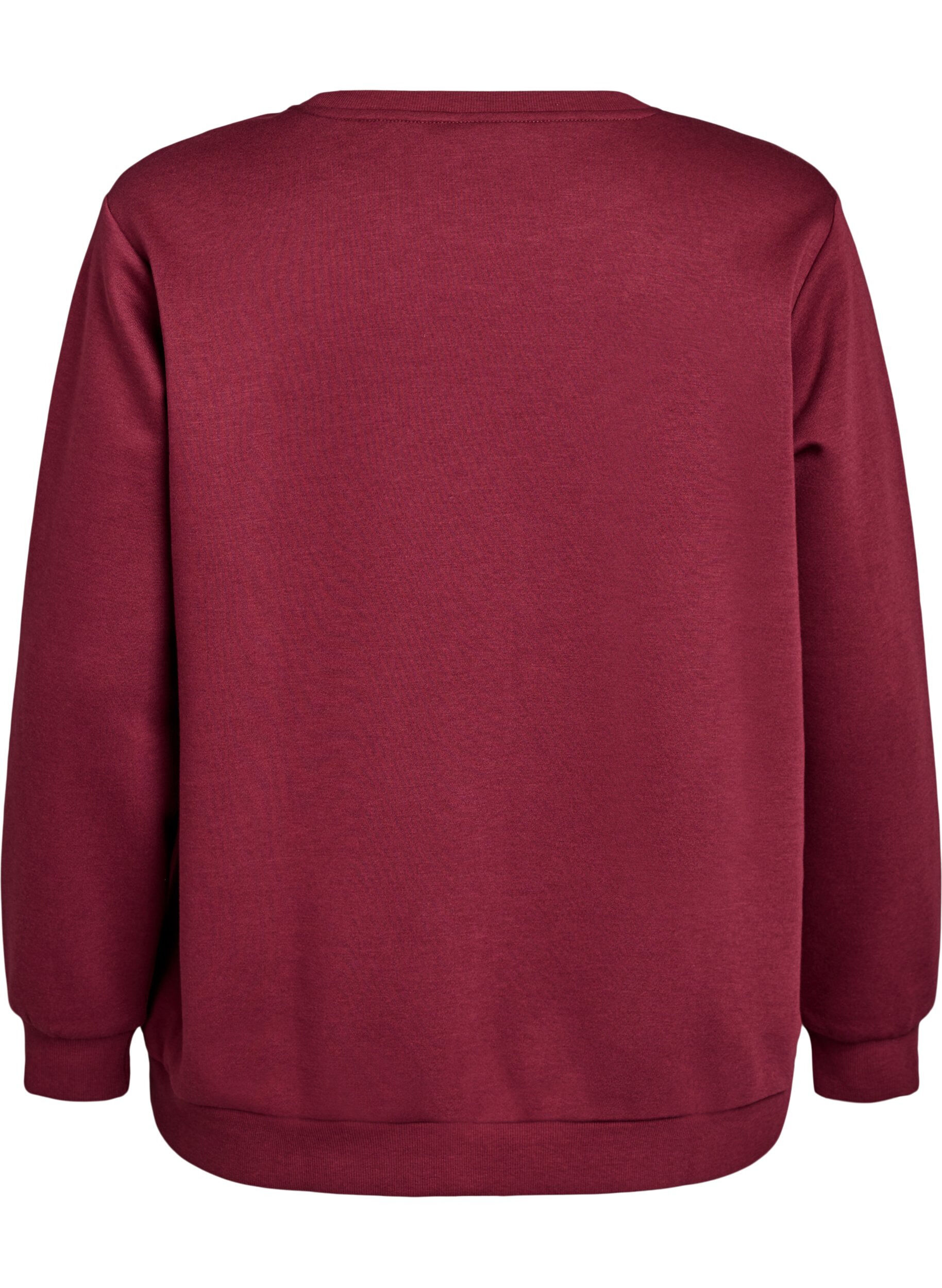 Zizzi Sweatshirt met geborduurd Milaan-motief, Donker Bordeaux, Packshot image number 1