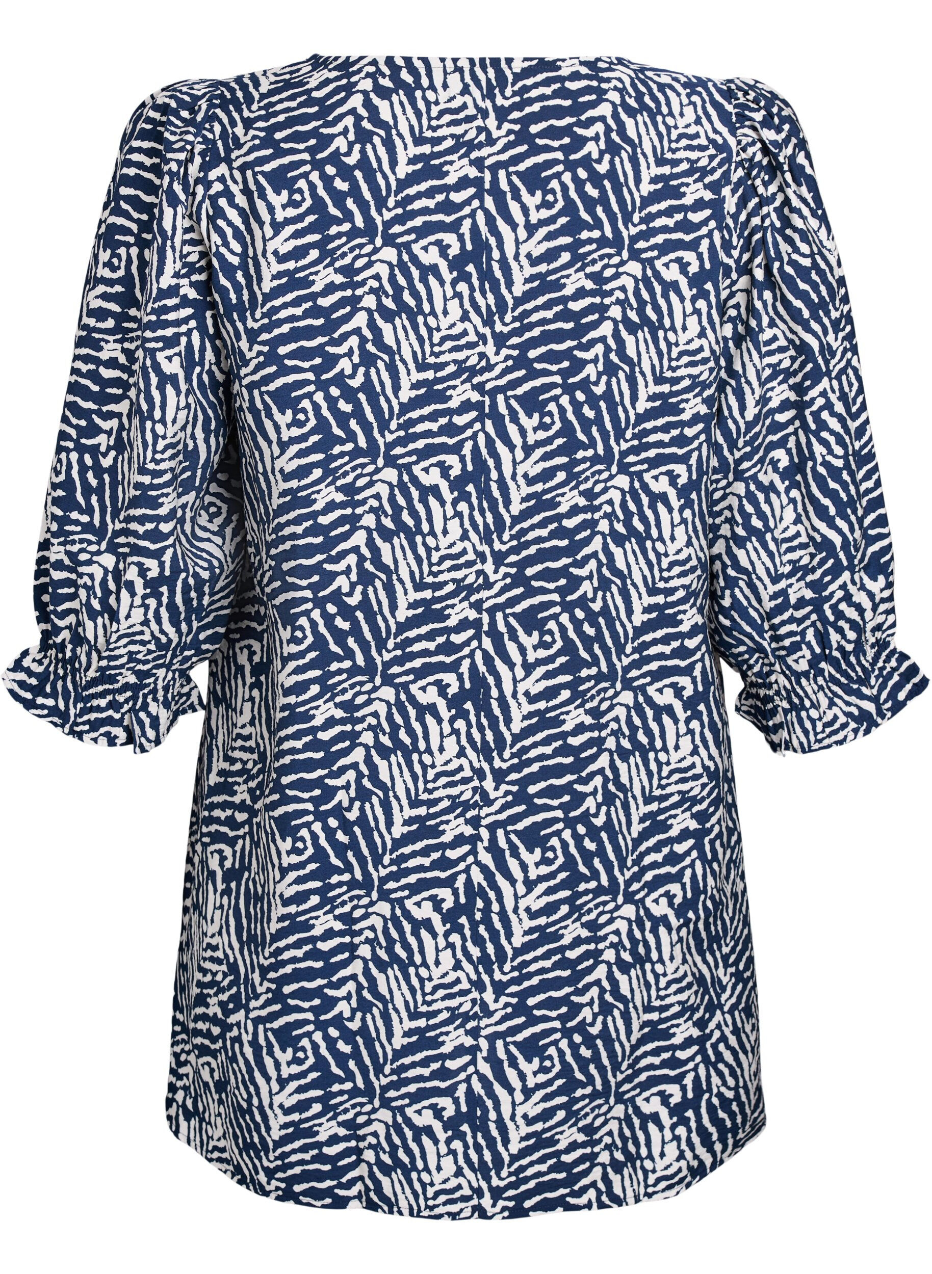 Zizzi Tuniek met 3/4 mouwen en een V-hals, Blauw, Packshot image number 1