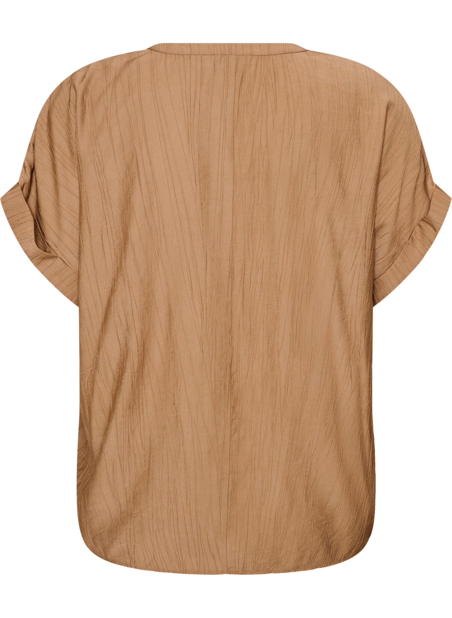 ZizziViscose blouse met knoopjes en textuur, Bruin, Packshot image number 1