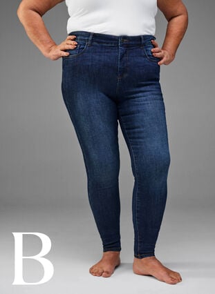 Super smalle jeans met hoge taille, Dark Blue, Model image number 4