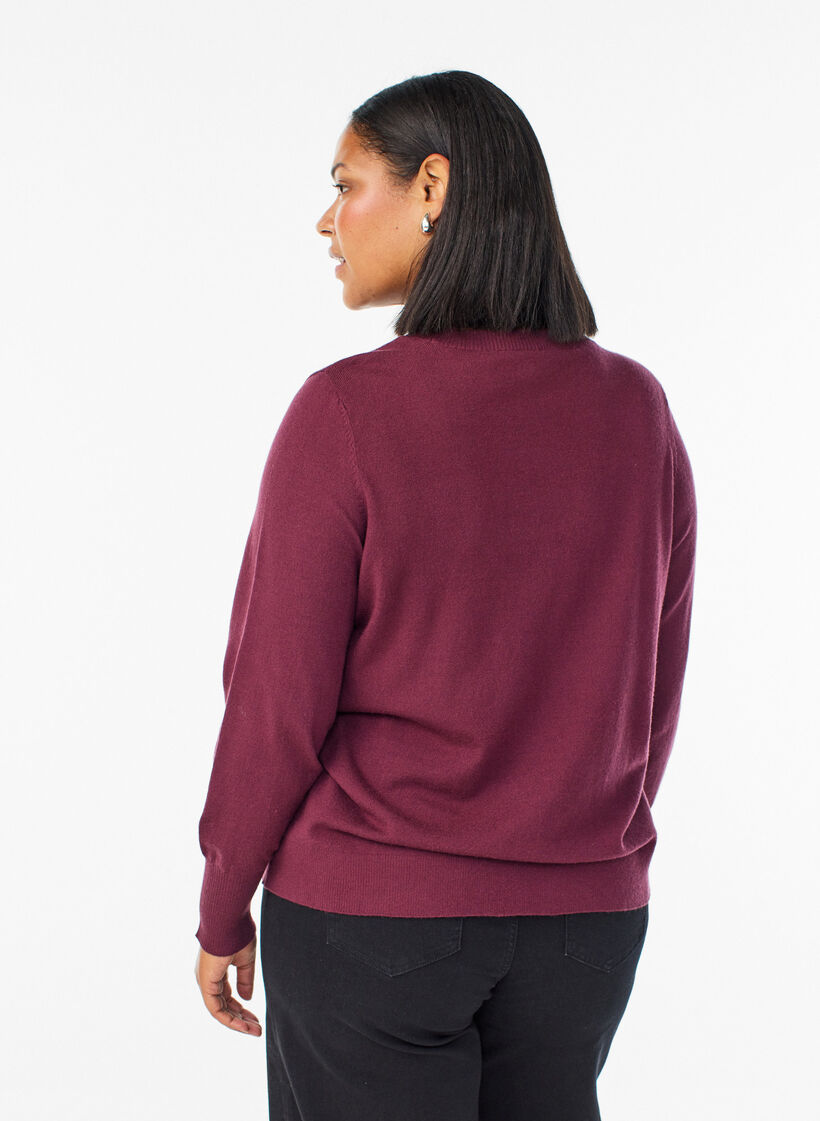 Gebreide blouse met ronde hals, Rood, Model image number 2
