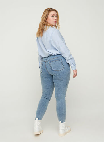 Amy jeans met hoge taille en stone wash, Stone Washed, Model image number 1