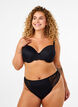 Microfibre G-string met kant, Black, Model image number 0