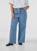 Wide fit jeans met naaddetails, Blauw, Model image number 2