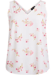 Top met print en V-hals, Wit