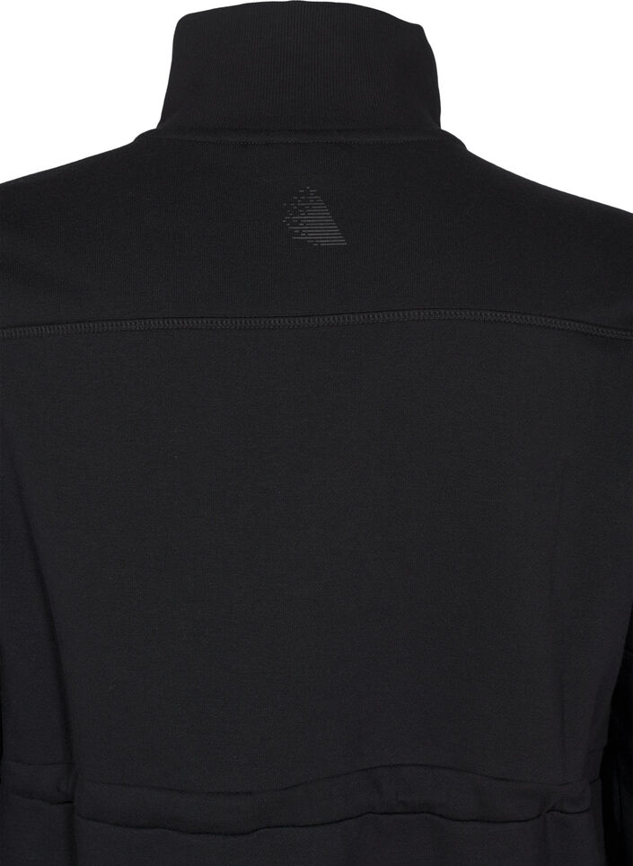 Korte sweatshirt jurk met een col en verstelbare taille, Black, Packshot image number 3