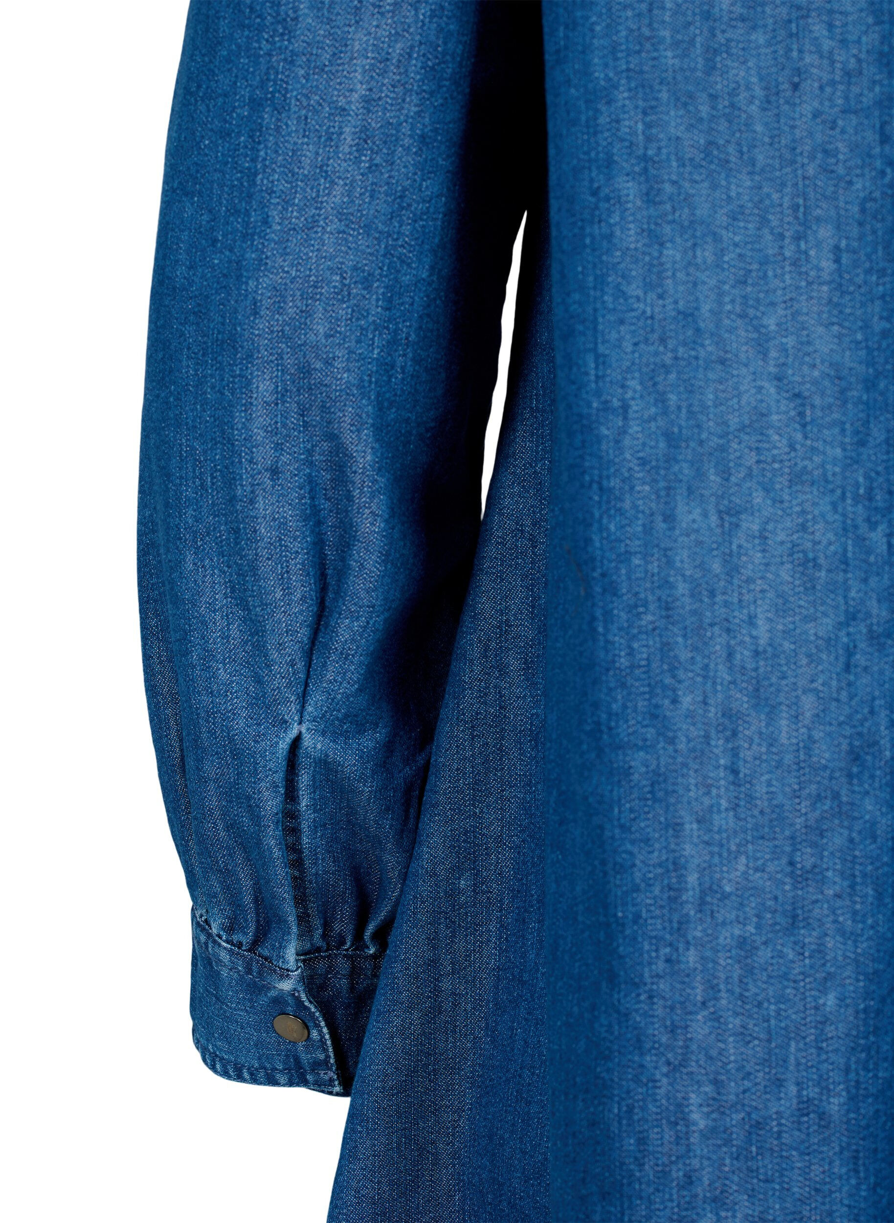 Zizzi Denim jurk met lange mouwen, Blue denim, Packshot image number 3